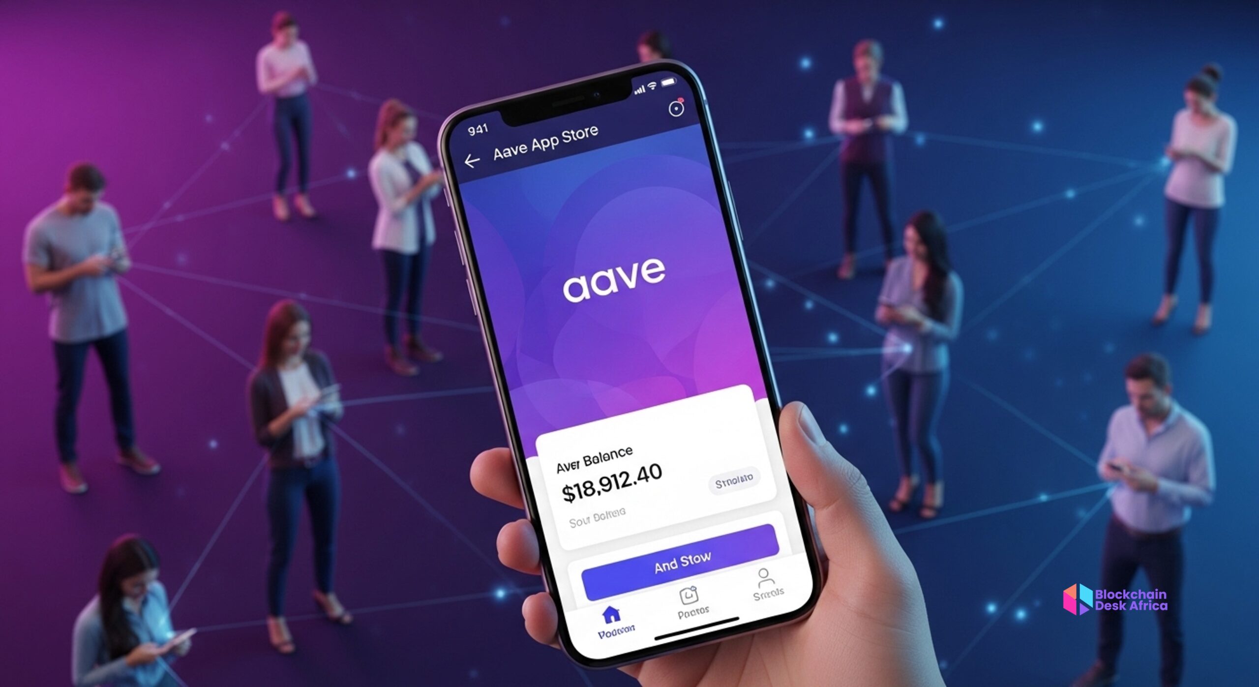 Aave Aave Labs mobile app interface showcasing decentralized finance savings features.
