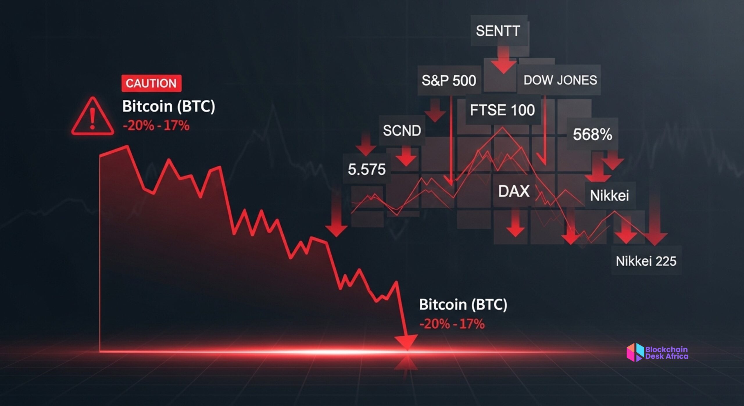 Chart showing Bitcoin price decline during global market turbulence