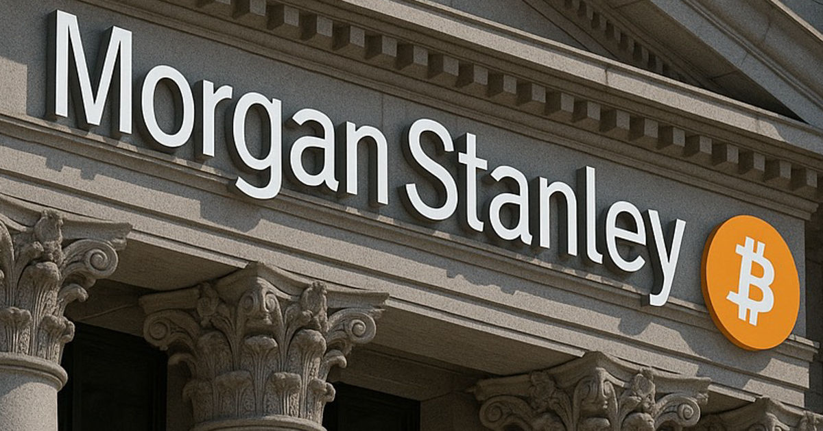Morgan Stanley office with Bitcoin symbol overlay representing expansion into Bitcoin ETF market