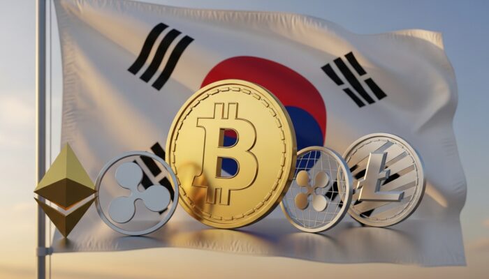 Illustration of AI system analyzing cryptocurrency transactions in South Korea for monitoring digital asset gains