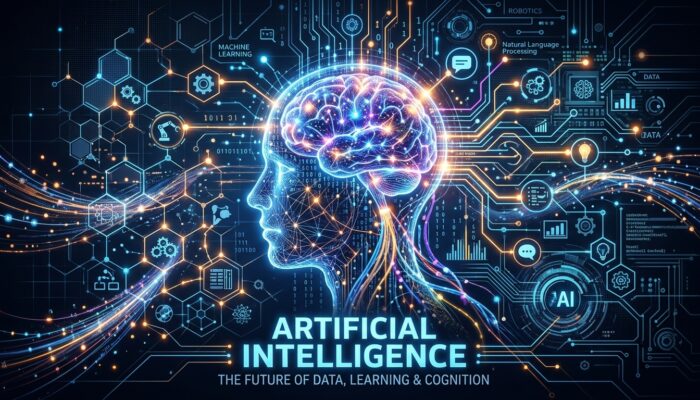 Artificial intelligence concept showing AI technology and real-world applications in 2026