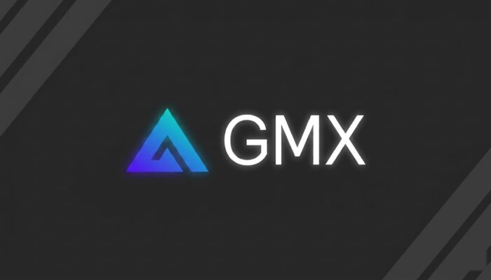 GMX platform showing tokenized gold and silver trading on a blockchain interface