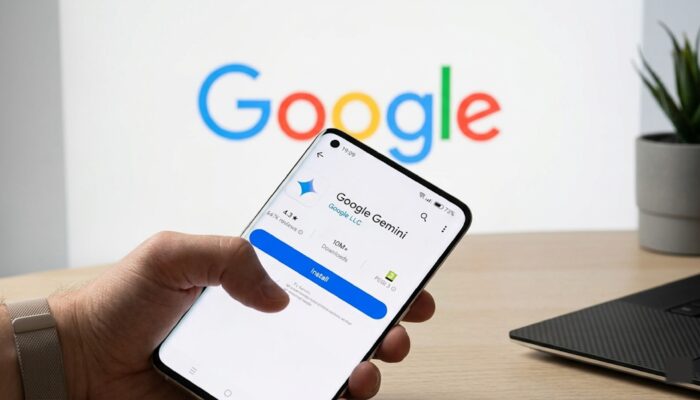 Google AI analyzing a user’s photo library on a smartphone with privacy concerns highlighted