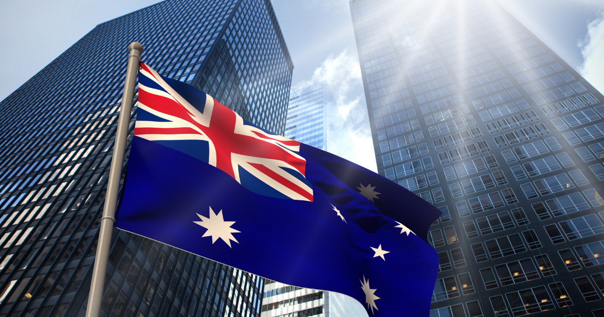 Australian flag with crypto icons representing new custody regulations for digital assets