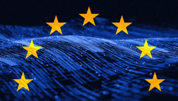 Illustration showing EcoVadis participating in the EU AI Act advisory forum to support the development of artificial intelligence regulations in Europe.