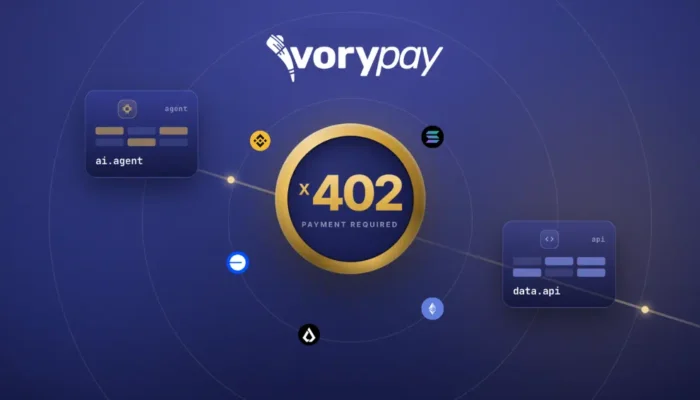 Ivorypay X402 Protocol interface with connected devices exchanging stablecoin payments across a digital African blockchain network