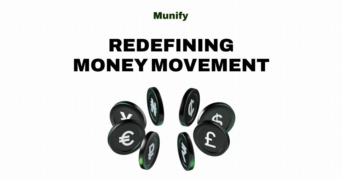 Munify neobank branding with digital banking interface, investment visuals, and funding announcement representing a $3 million seed round
