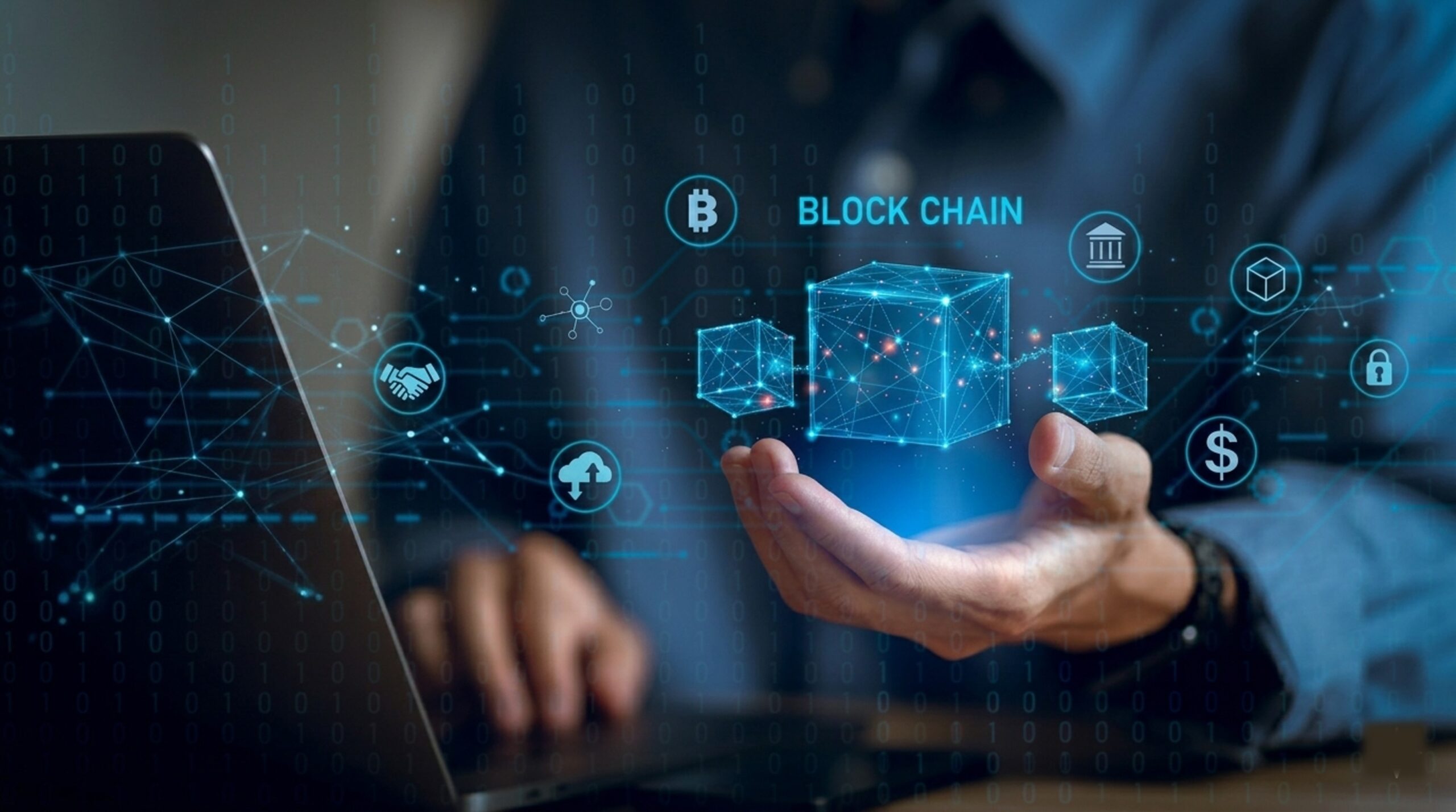 UNDP headquarters with digital blockchain network overlay representing global collaboration and advisory group of industry leaders