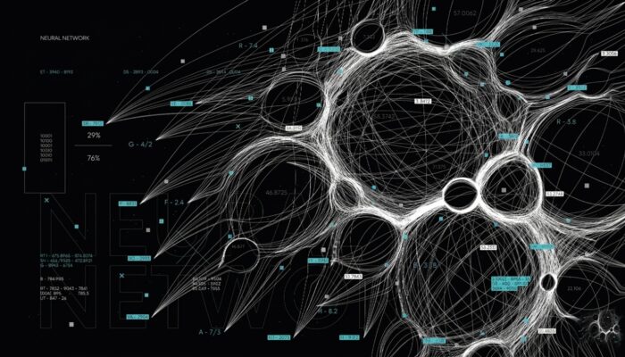 Illustration of an artificial neural network showing interconnected nodes and layers
