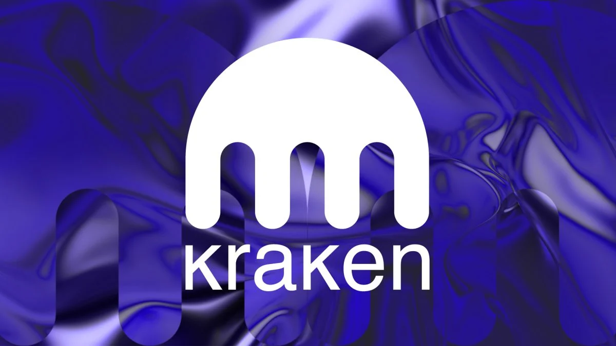 An illustration featuring the Kraken logo, tokenized stock charts, blockchain network graphics, and a world map highlighting Hong Kong, the UK, Europe, and South Korea to represent the xStocks expansion.