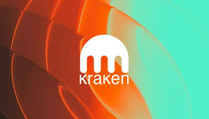 An illustration featuring the Kraken logo, tokenized stock certificates, blockchain network graphics, and global market icons representing the expansion of blockchain-based stock offerings.