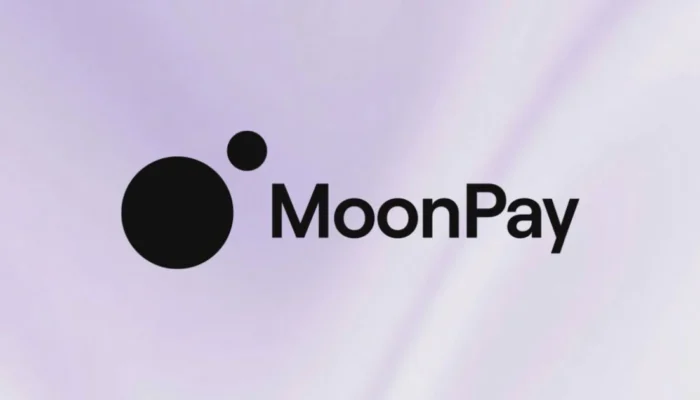 An illustration featuring the MoonPay logo, ChatGPT and Claude AI interfaces, cryptocurrency icons, a digital wallet, and blockchain network graphics representing AI-powered crypto transactions.