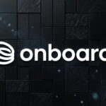 Onboard app interface displaying borderless banking, digital asset wallets, global payment connections, and cryptocurrency management features