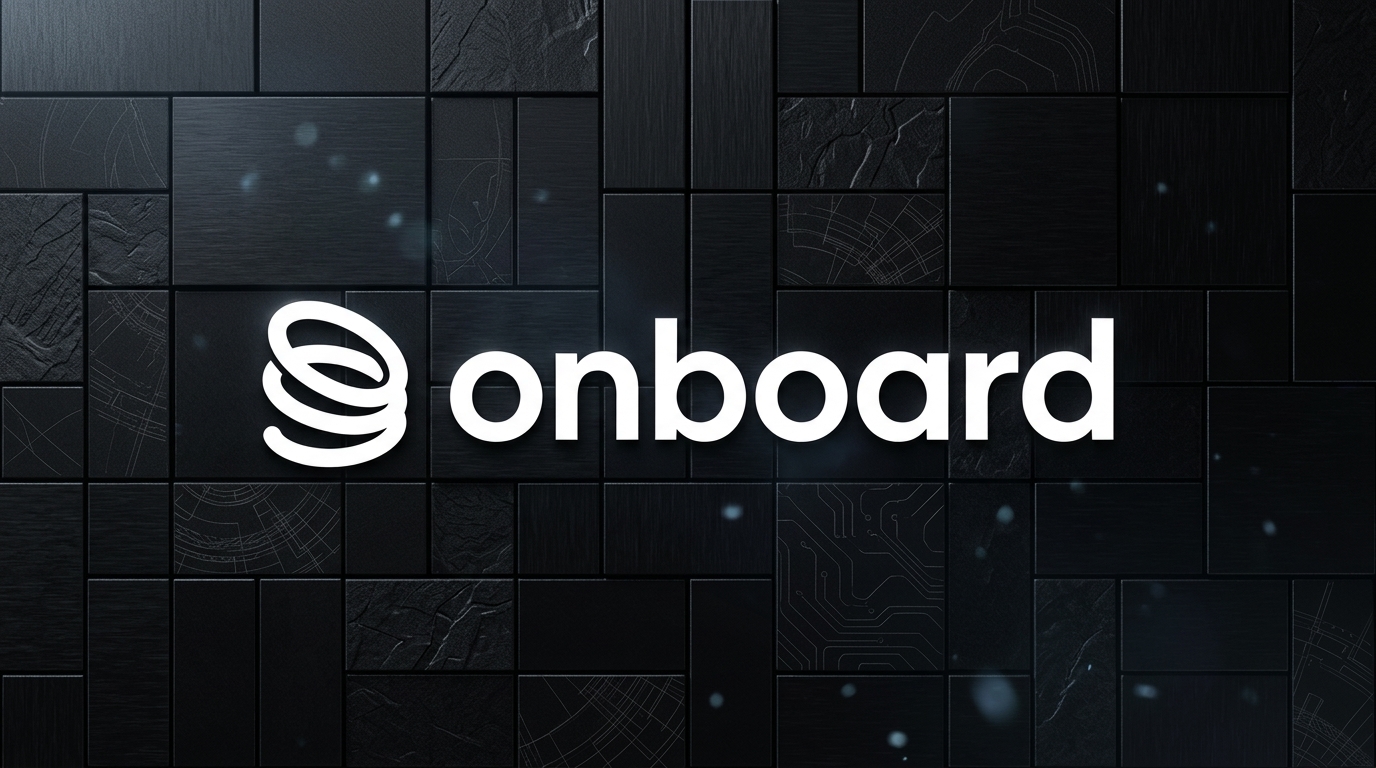 Onboard app interface displaying borderless banking, digital asset wallets, global payment connections, and cryptocurrency management features
