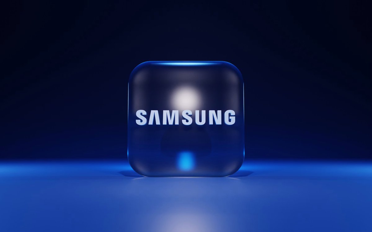 An illustration featuring the Samsung Wallet interface displaying stablecoin balances alongside digital currency icons, blockchain network graphics, and the Samsung logo.