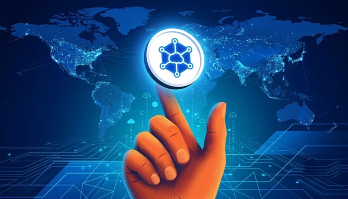 A digital illustration featuring the Storj logo, decentralized cloud storage nodes, blockchain connections, and legal restructuring documents symbolizing the company's Chapter 11 bankruptcy filing.