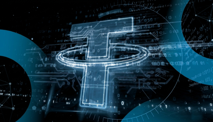 Tether and Mercado Bitcoin logos with blockchain network graphics, Latin America map, digital assets, and fintech investment visuals
