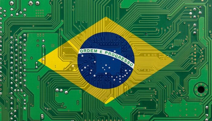 Tether and Mercado Bitcoin logos with Brazil map, blockchain network graphics, digital finance visuals, and investment-themed design