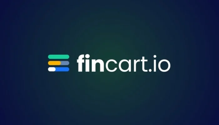 An illustration featuring the Fincart logo, shopping carts, investment charts, startup funding graphics, and Egyptian landmarks, symbolizing the company's $2.8 million seed round.