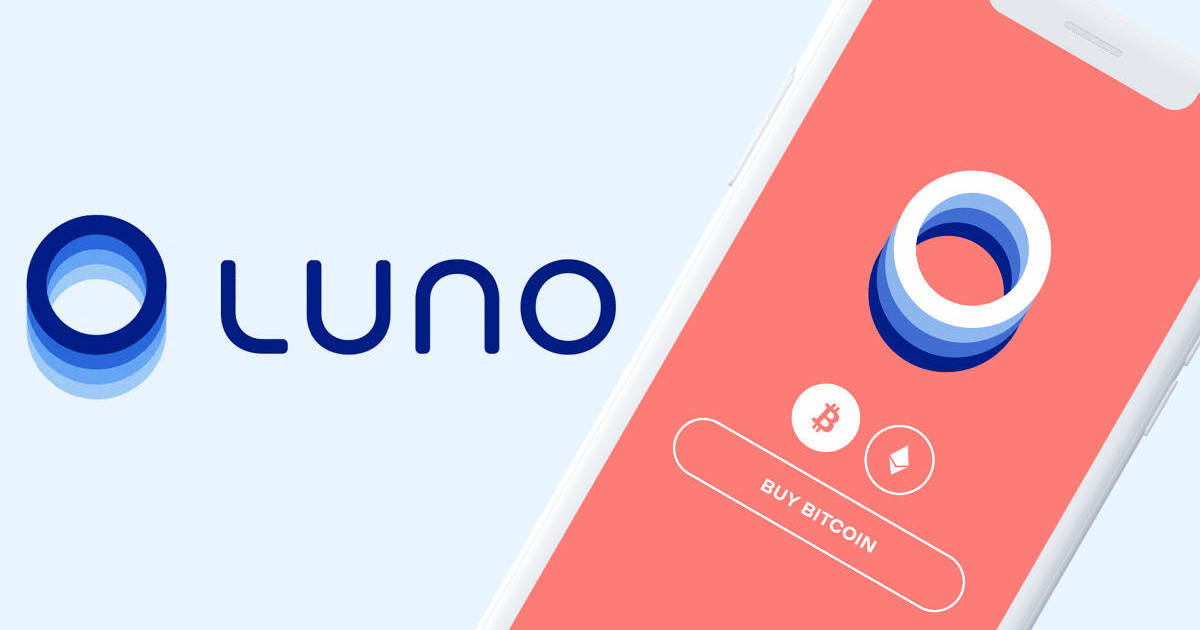An illustration featuring the Luno logo, cryptocurrency charts, office silhouettes, institutional finance graphics, and blockchain network visuals symbolizing the company's workforce reduction and strategic pivot.