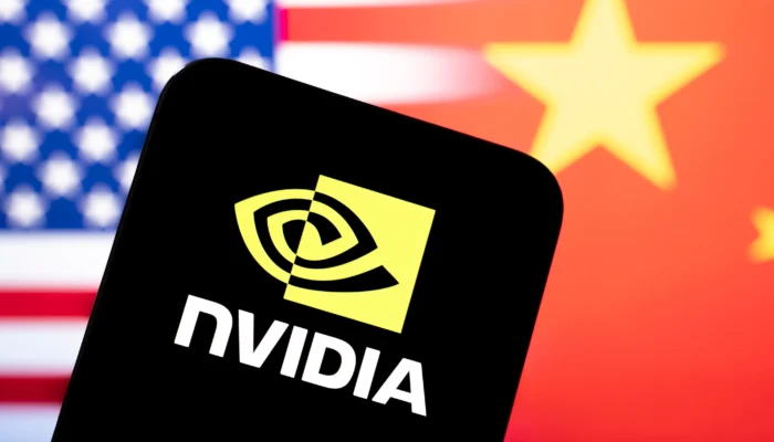 An illustration featuring the NVIDIA logo alongside AI security shields, open-source code, interconnected technology company logos, and a blockchain-inspired network representing the new AI security alliance.