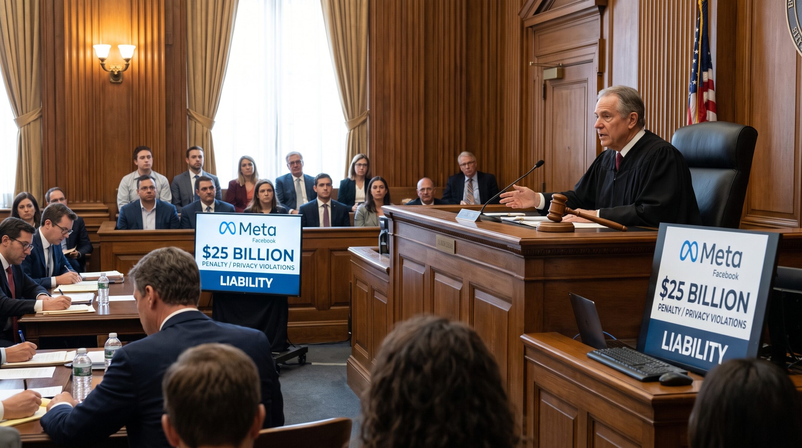 A state judge ordered Meta to pay $25 billion in civil penalties after a jury found the company misled users over Facebook data privacy protections.